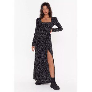 Nasty Gal It's Slit to be Square Polka Dot Maxi Dress NWT Size 2